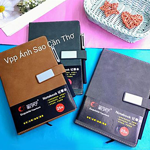 Sổ bìa da cao cấp 200 trang kèm bút bi