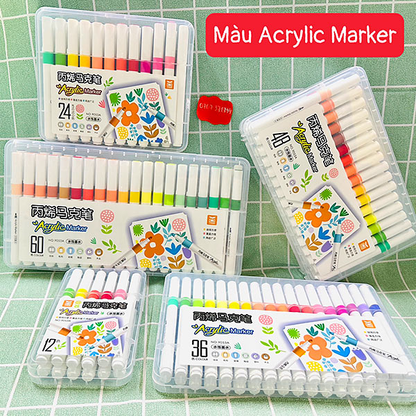 Bút lông màu Acrylic Marker – Bộ 18, 24, 36 và 48 Màu Sáng Tạo